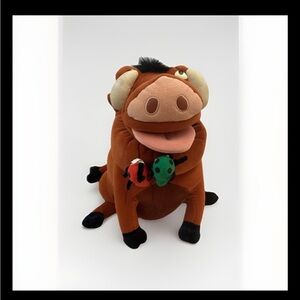 Vintage Disney Store Pumbaa The Lion King Plush Toy with Ladybug Accessories